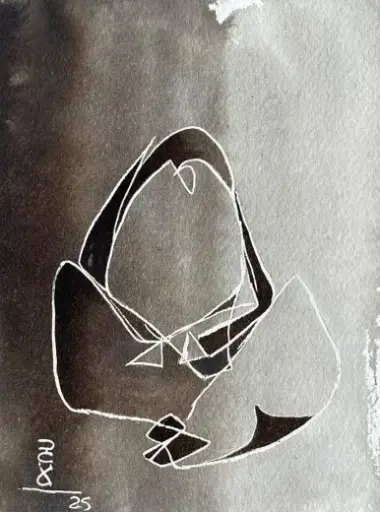 [GEM05075] #34 Loneliness 12*16 CM Ink on cotton paper
