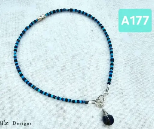[MDE01612] (A177) Afghani Lapis Lazuli with Turquoise Anklet