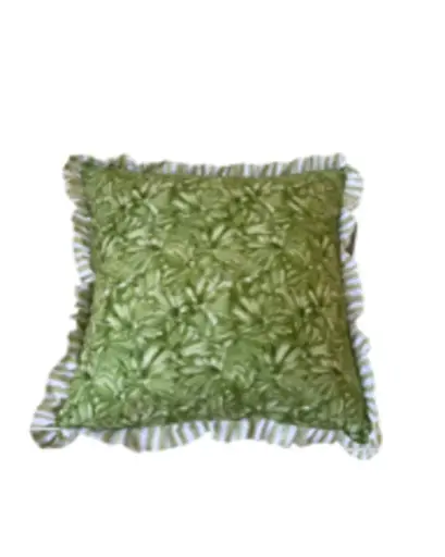 [C0009] Floral raffled (45x45cm) (Green / yellow raffle)
