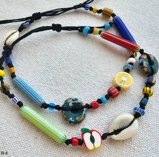[MDE01657] (A179) Glass beads, Cowrie Shells, Polymar Clay & African Beads, waterproof adjustable anklets