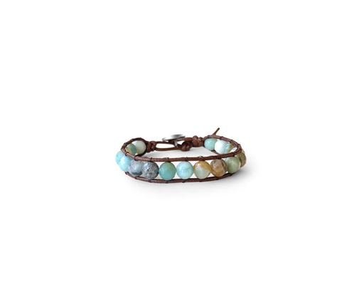 [ICO01040] Amazonite Round Beads Stitched Wrap 3