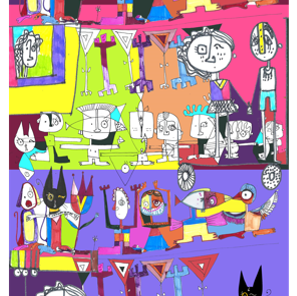 [SOA06024] Traffic Jam Scarf (Synthetic Voile)