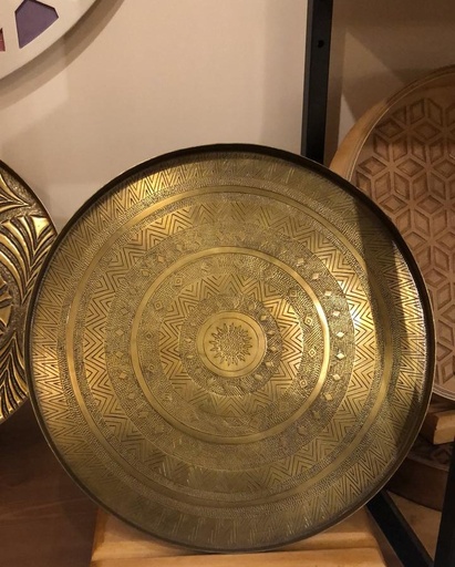 [ELN03082] Round Flower Brass Tray