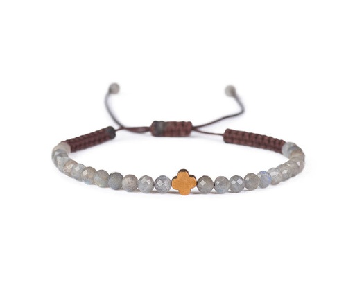 [ICO01047] Moon Stone Small Beads Knitted Bracelet 1