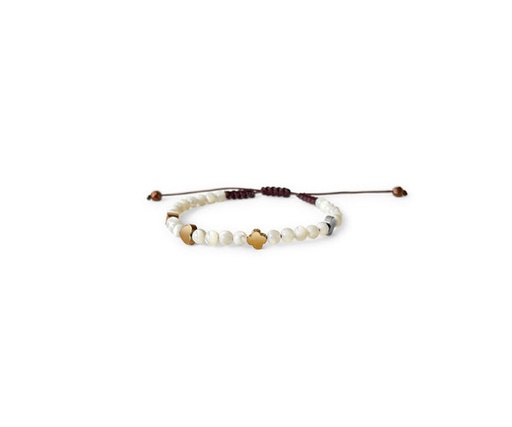[ICO01050] Mother Of Pearl Beads Knitted Bracelet 1 (860LE)