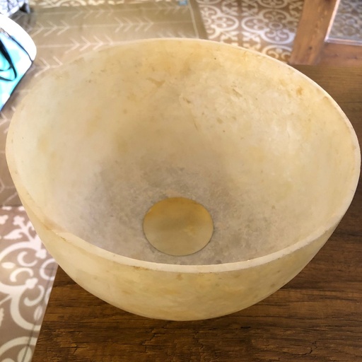 [HBU03019] White Alabaster Large Bowl