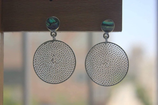 [HEN01020] Abalone Net Earrings