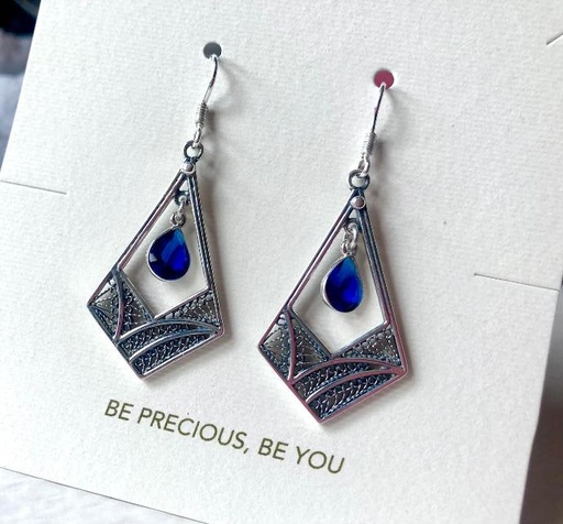 Filigree Blue Tear Earrings