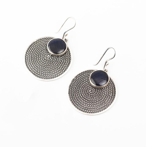 [YWS01023] Filigree with Blue Onyx Earrings