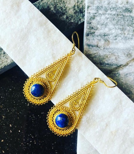 [YWS01025] Filigree with Lapis Lazuli Earrings