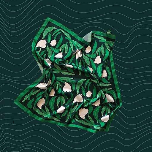 White & Green Flowers Bandana