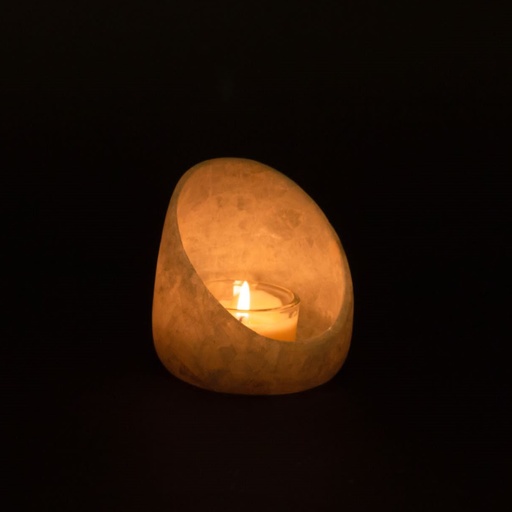 [HBU03023] Half Round Alabaster Candle Holder