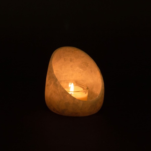 Half Round Alabaster Candle Holder