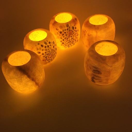 Round Alabaster Candle Holder